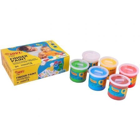 Jovi Estuche de Pintura de Dedos con 6 Botes de 125 ml, Colores Surtidos